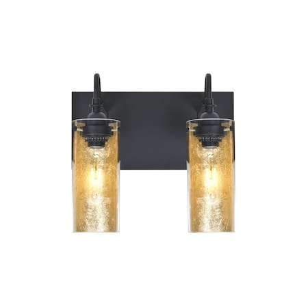 Besa Lighting Duke Vanity, Gold Foil, Black, 2x60W Incandescent 2WG-DUKEGF-BK